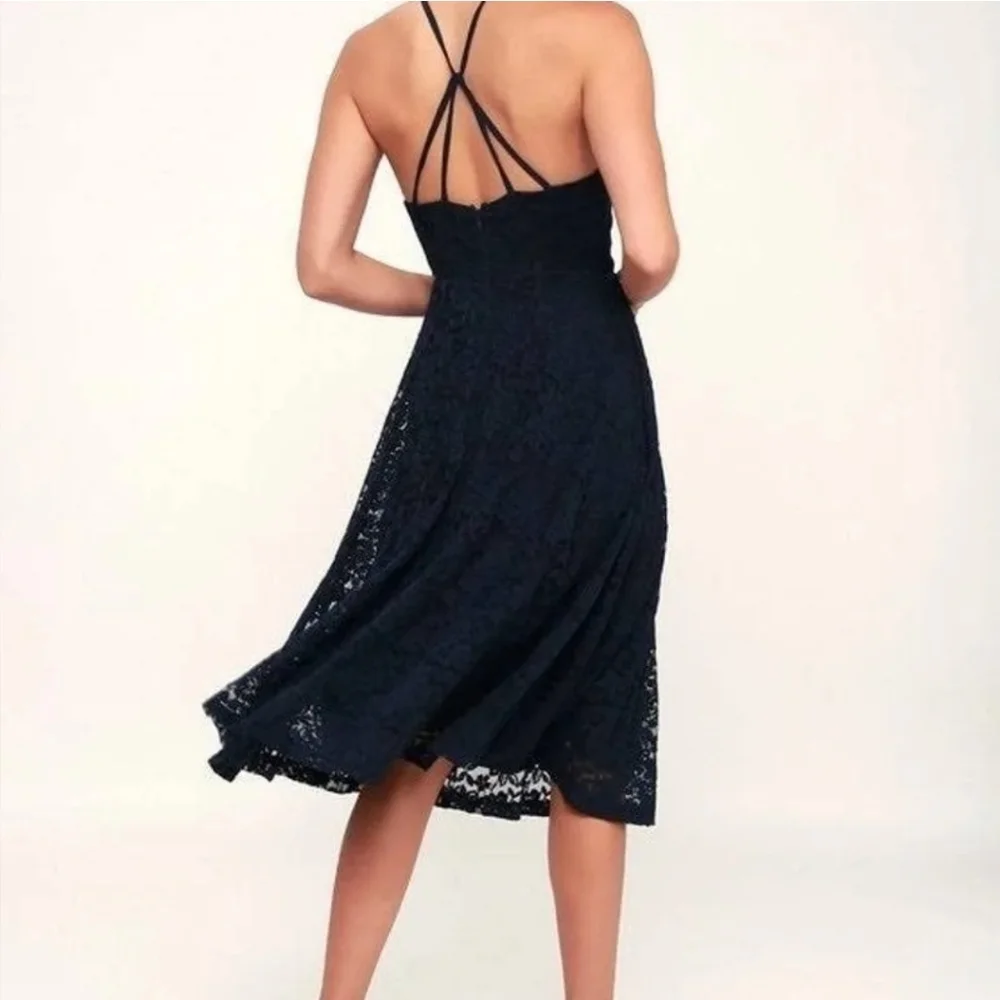 EUC Lulu's Navy Lace Dress - Picture 3 of 12